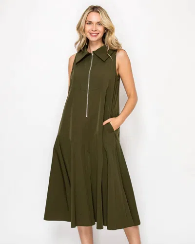 Joh Judd Midi Dress In Olive In Brown