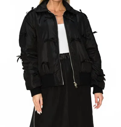 Joh Judith Bomber Jacket With Ribbons In Black