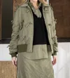 Joh Judith Bomber Jacket With Ribbons In Olive In Green