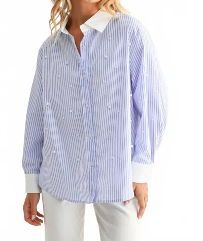 Joh Jullian Top With Pearls In Blue