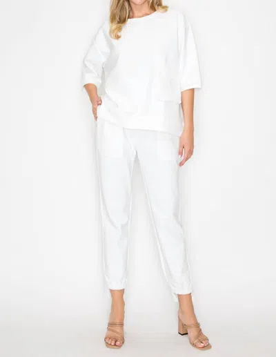 Joh Karen Crepe Knit Set In White In Multi