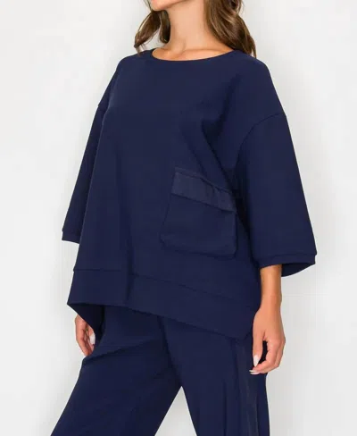 Joh Karen Crepe Top In Navy