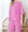 Joh Karen Knit Crepe Top In Barbie Pink
