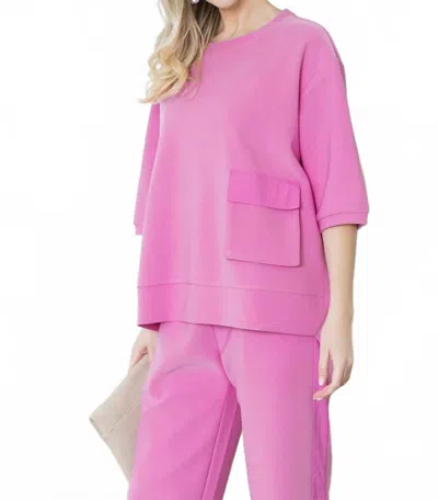 Joh Karen Knit Crepe Top In Barbie Pink