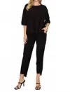 Joh Karen Knit Crepe Top In Black In Black