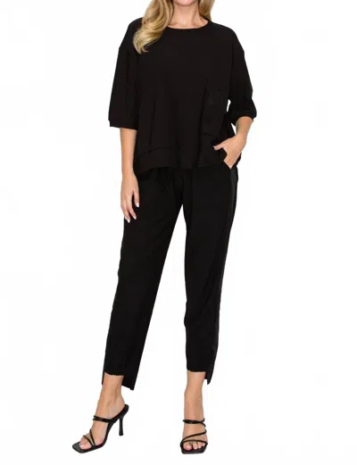 Joh Karen Knit Crepe Top In Black