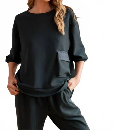 Joh Karen Knit Crepe Top In Hunter Green