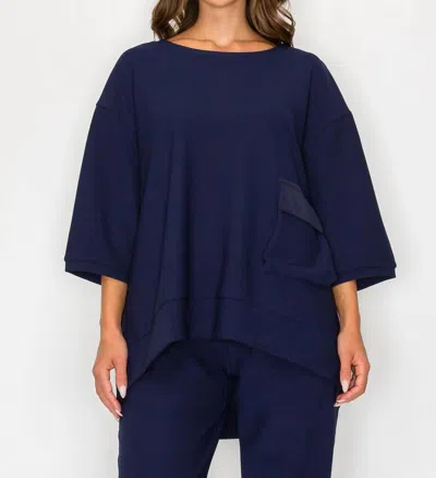 Joh Karen Knit Crepe Top In Navy