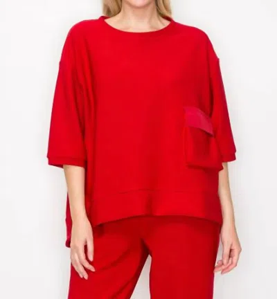 Joh Karen Knit Crepe Top In Red