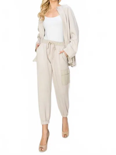 Joh Karou Pointe Knit Drawstring Pants In Beige In Neutral