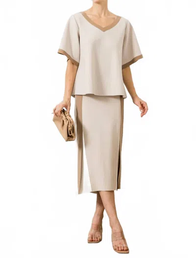 Joh Kate Colorblock Top In Beige In Neutral