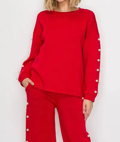 Joh Katri Pearl Glitter Top In Red