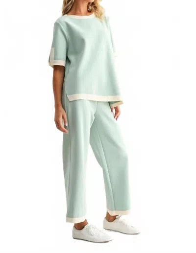 Joh Kaya Crepe Knit Top And Kiara Pant Set In Sage In Multi
