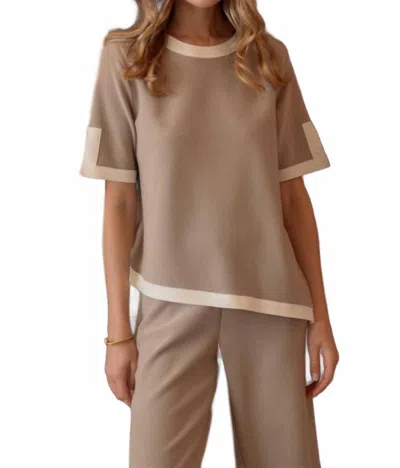 Joh Kaya Crepe Top In Khaki In Brown