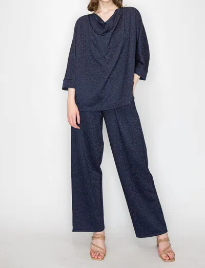 Joh Kimberly Sparkling Stretch Knit Top In Navy In Blue