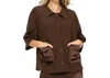 Joh Kira Button Down Satin Top In Umber In Brown