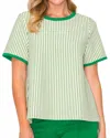 Joh Krissa Short Sleeve Knit Top In Green In Brown