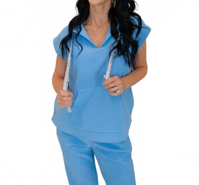Joh Kyle Poncho Top With Sparkles Pant Set In Blue