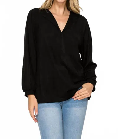 Joh Long Sleeve Suede Top In Black