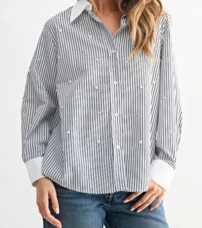 Joh Pearl Top In Black Stripe In Gray