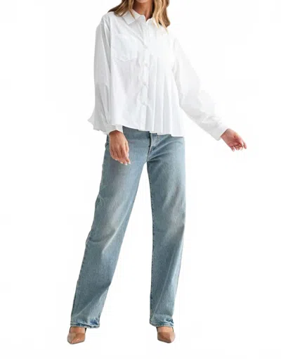 Joh Pleating Top In White In Purple