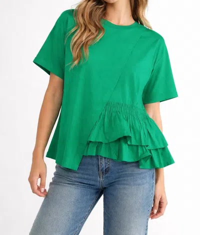 Joh Rena Layered Ruffle Top In Kelly Green