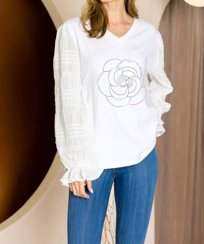 Joh Riley Floral Top In White