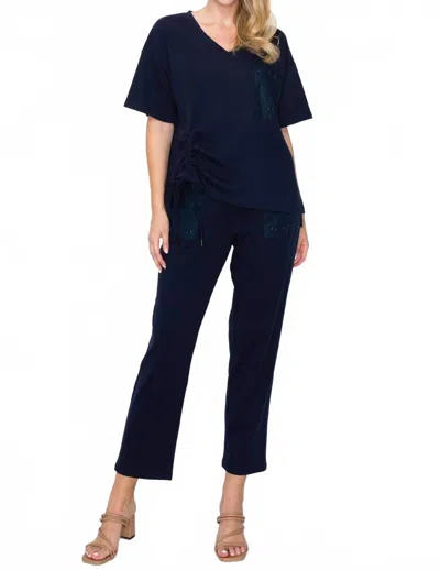 Joh Ronna Pull On Pant In Navy In Blue