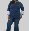 Joh Rossie Pointe Knit Top - Plus In Navy In Blue