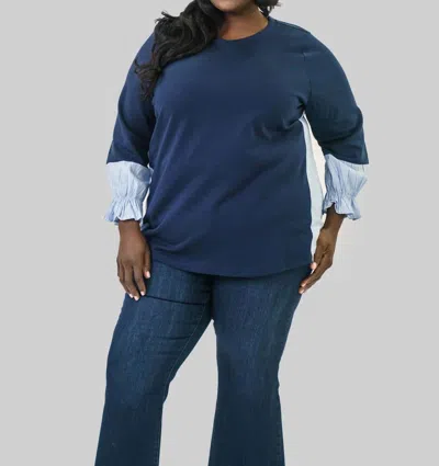 Joh Rossie Pointe Knit Top - Plus In Navy In Blue