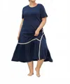 Joh Rowan Pointe Knit Dress With Pleating - Plus Size In Navy In Blue