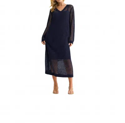 Joh Shawn Crochet Dress In Navy In Black