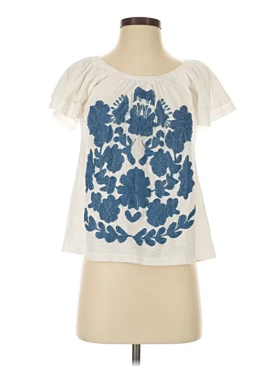 Pre-owned Joh Short Sleeve Top Ivory Sweetheart Neckline Tops