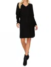 Joh Short Suede V-neck Dress With Pockets In Black In Black