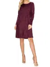 Joh Short Suede V-neck Dress With Pockets In Mulberry In Red