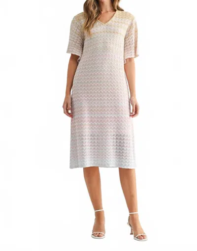 Joh Steve Lightweight Knit Midi Dress In Pink In Neutral