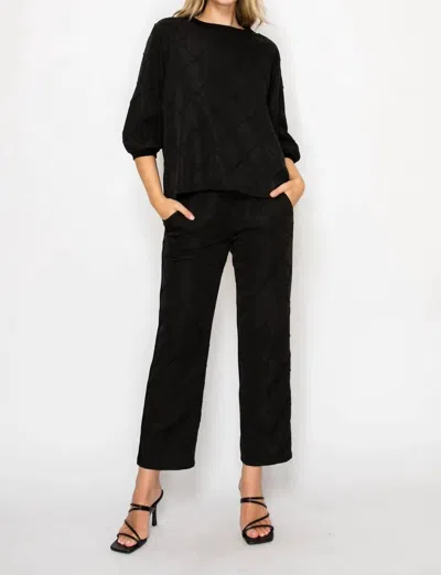 Joh Stretch Knit Pointe With Textured Woven Pants In Black