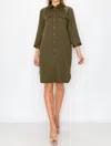 Joh Taylor Tencel Shirt Tunic Dress In Olive In Green