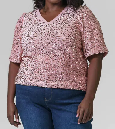 Joh Wevanna Sparkling Sequin Top In Mauve In Multi