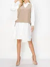 Joh Whema Woven Shirt Dress With Detachable Sweater Knitted Vest In Khaki White In Multi
