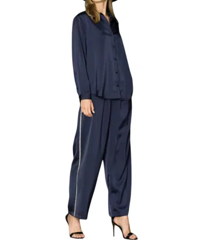 Joh Wileene Satin Set In Navy In Blue
