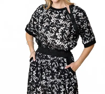 Joh Wineva Lace & Satin Top In Black White