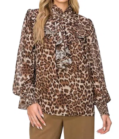 Joh Winnie Animal Print Top In Brown In Multi