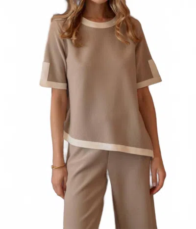 Joh Women's Kaya Crepe Knit Top In Khaki In Brown