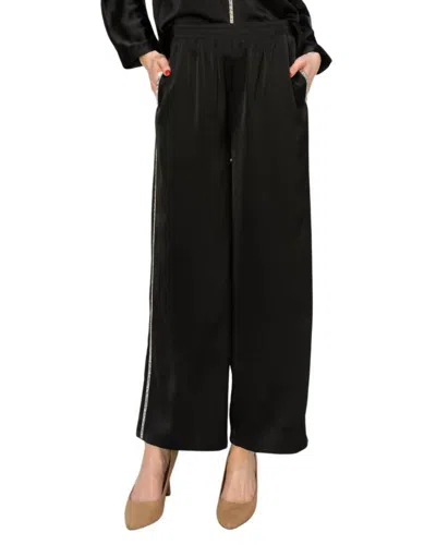Joh Wynne Satin Diamond Trim Pant In Black
