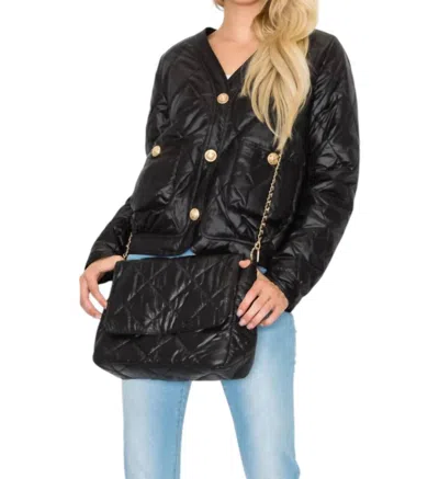 Joh Ya Puff Jacket Matching Crossbody Bag In Black