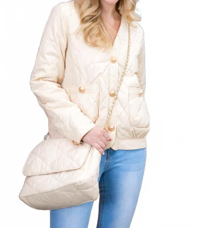Joh Puffer Jacket With Crossbody Bag In Beige In Neutral
