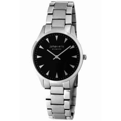 Johan Eric Helsingor Black Ip Steel Black Dial Leather Bracelet Men's Watch Je9000-04-007b