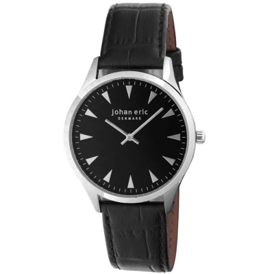 Johan Eric Helsingor Stainless Steel Black Dial Leather Bracelet Men's Watch Je9000-04-007
