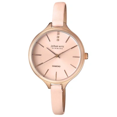 Johan Eric Herlev Slim Rose Gold-tone Case Pink Leather Diamond Accents Ladies Watch Je2100-09-001.9 In Gold / Gold Tone / Pink / Rose / Rose Gold / Rose Gold Tone
